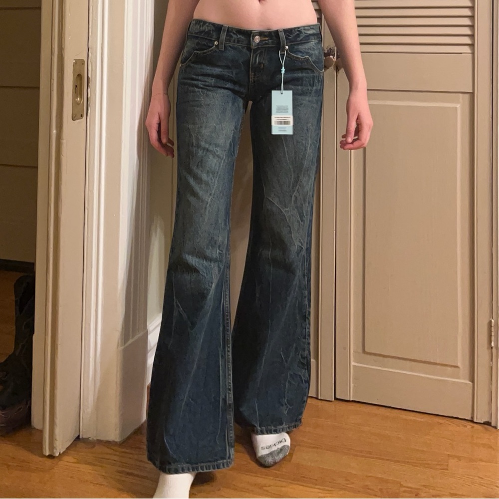 REVICE Victoria low rise flare Jeans in Deep Sea